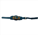 Balenciaga Blue Leather City Bracelet with gold studs