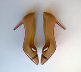 Christian Louboutin 17th Floor 85 Heels in beige Nude Patent and Leather