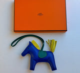 Hermès Rodeo Large GM Horse Bag Charm in Bleu Electrique Malachite Lime