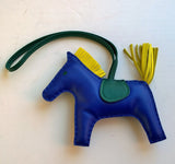 Hermès Rodeo Large GM Horse Bag Charm in Bleu Electrique Malachite Lime