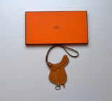 Hermès Paddock Saddle Bag Charm in Gold Tan Leather