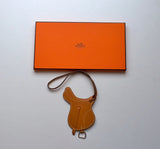 Hermès Paddock Saddle Bag Charm in Gold Tan Leather