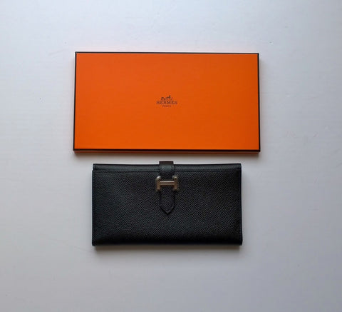 Hermès Bearn Tri Fold Black Wallet