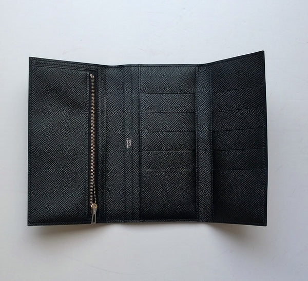Hermès Bearn Tri Fold Black Wallet