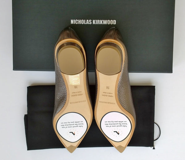 Nicholas Kirkwood Beya Loafers in Pewter Metallic Leather new in box