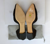 Manolo Blahnik Luanda Black Satin Rhinestone D'orsay Flats
