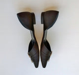 Manolo Blahnik Luanda Black Satin Rhinestone D'orsay Flats