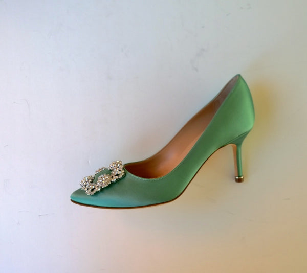 Manolo Blahnik Mint Green Hangisi 70 Heels