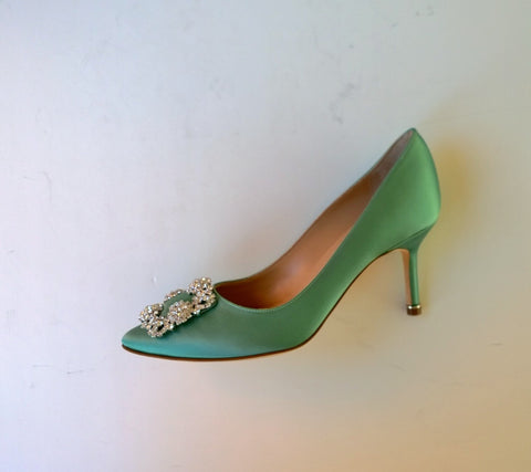 Manolo Blahnik Mint Green Hangisi 70 Heels