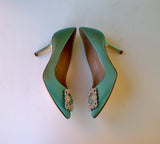 Manolo Blahnik Mint Green Hangisi 70 Heels