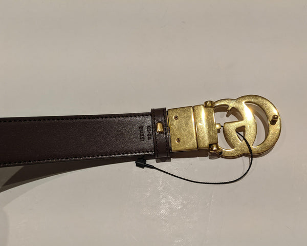 Gucci Marmont GG Canvas and Brown Leather Reversible Belt