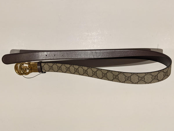 Gucci Marmont GG Canvas and Brown Leather Reversible Belt