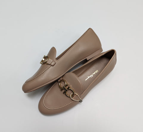 Ferragamo Trifoglio Stone Leather Loafers Flats