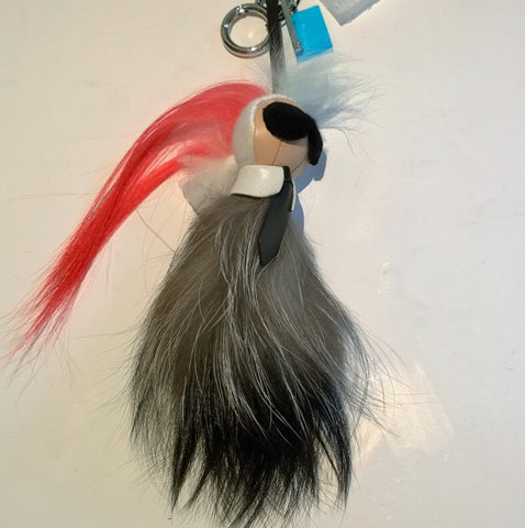 Fendi Mini Karlito Fur Mohawk Charm Purse Keychain Handbag Pink