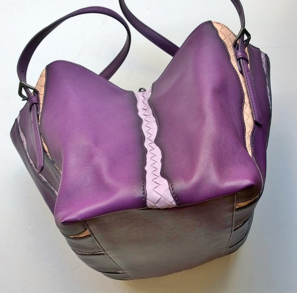 Bottega Veneta Monalisa Tote Bag in Purple Glimmer Washed Nappa Intrecciato Sale Handbag