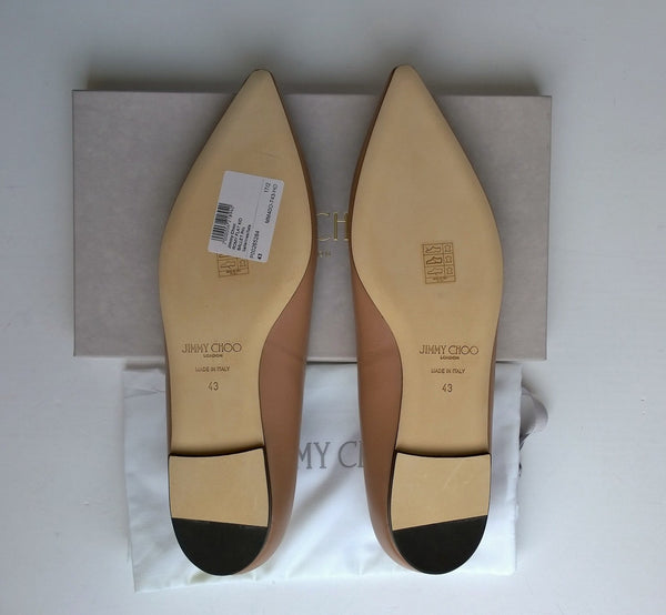 Jimmy Choo Romy Ballet Pink Leather Pointy Flats pumps nib new