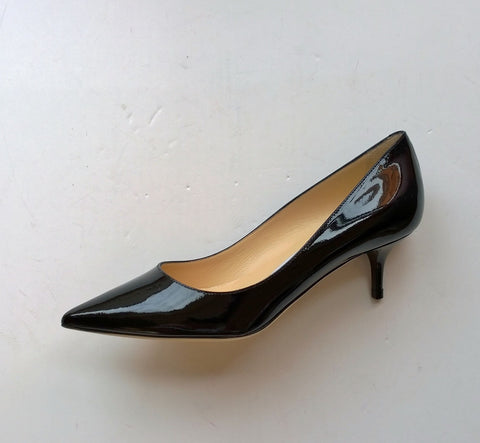Jimmy Choo Aza Black Patent Kitten Heels pointy pumps sale