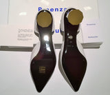 Proenza Schouler Pillar White Leather with Silver Block Heel D'orsay Shoes