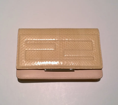 Fendi Tube Shell Pink Elaphe Bag Chain Clutch