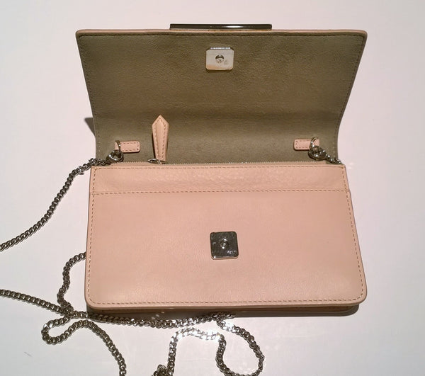 Fendi Tube Shell Pink Elaphe Bag Chain Clutch