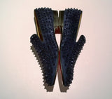 Christian Louboutin Rollerboy Spikes Dark Blue Suede Loafers navy shoes Dandelion