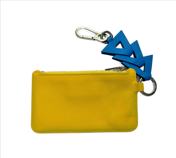 Loewe Yellow Amarillo Leather Card Case with Blue Triangles