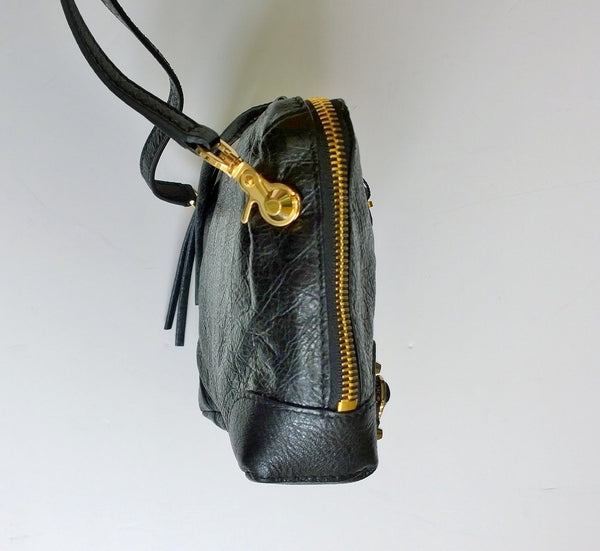 Balenciaga City Reporter Crossbody Chain Bag in Black Leather New