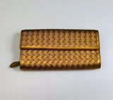 Bottega Veneta Copper Intrecciato Woven Leather Wallet Purse