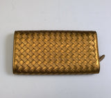 Bottega Veneta Copper Intrecciato Woven Leather Wallet Purse