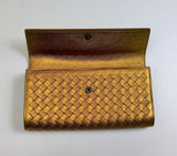 Bottega Veneta Copper Intrecciato Woven Leather Wallet Purse