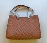 Bottega Veneta Studs Woven Chain Handle Handbag Tote Bag Terra Cotta