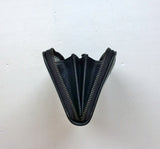 Bottega Venetta Intrecciato Black Woven Leather Wallet with Brown and Navy Color Block