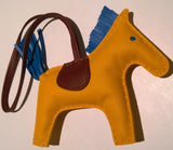 Hermès Rodeo MM Jaune D'or Bleu Zanzibar Rouge H Horse Leather Bag Charm