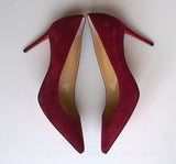 Christian Louboutin Kate 85 Crimson Suede Heels Dark Red Opera