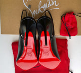 Christian Louboutin V Sling 85 Black Leather PVC Heels