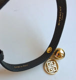 Givenchy Black Leather Cat Collar Gold Charm