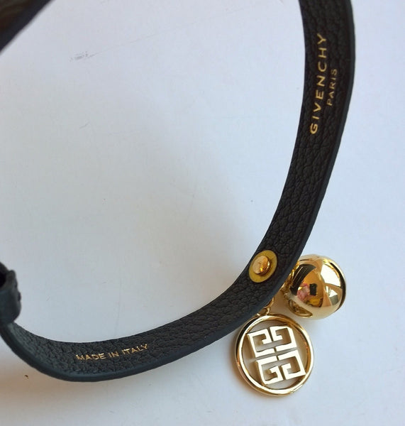 Givenchy Black Leather Cat Collar Gold Charm