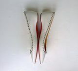 Christian Louboutin Anjalina Flat in White Leather Snow Silver Studs Spikes shoes