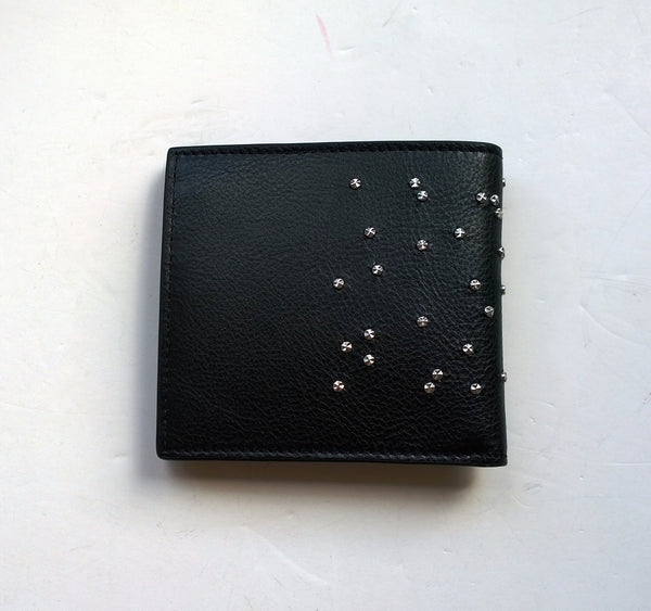 Alexander McQueen Skull Studs Black Leather Wallet