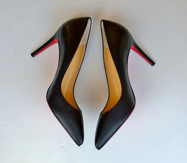 Christian Louboutin Pigalle 85 Black Leather Heels new in box shoes