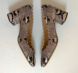 Chloé Lauren Embossed Snake Eternal Grey Blush Nude Block Heels