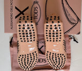 Tod's x Alessandro Dell'aqua Pink Nude Patent Loafers sale shoes with velvet