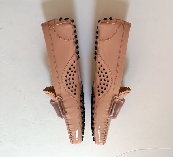 Tod's x Alessandro Dell'aqua Pink Nude Patent Loafers sale shoes with velvet