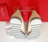 Roger Vivier Viv Gommette Cream Patent Shoes with rubber wedge flats