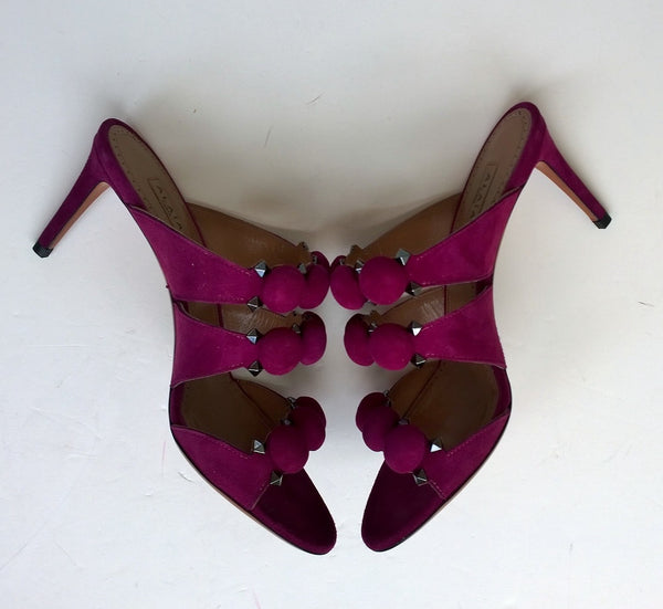 Alaia Bombe Purple Suede 70 Slides Sandals
