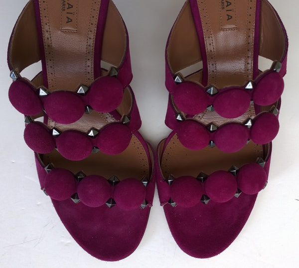 Alaia Bombe Purple Suede 70 Slides Sandals