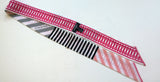 Chanel Twilly Silk Scarf Slim Bandeau Noir Rose Clair New
