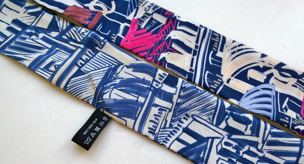 Chanel Silk Twilly Scarf Slim Bandeau Boutique Logo Drawing Accessories New