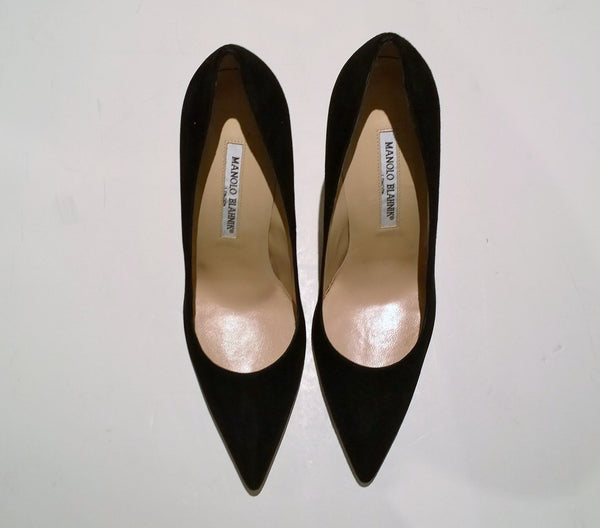 Manolo Blahnik BB Black Suede Heels 105 sale shoes pumps
