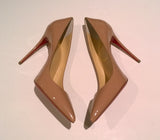 Christian Louboutin Kate 100 Beige Nude Patent Leather Heels NIB